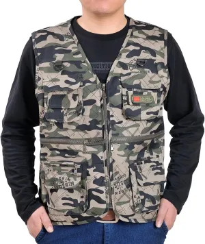 ZYXTIM Men's Utility Cargo Vest with Multi Pockets Casual Outdoor Work Safari Fishing Hunting Work Photo Vest Big&Tall